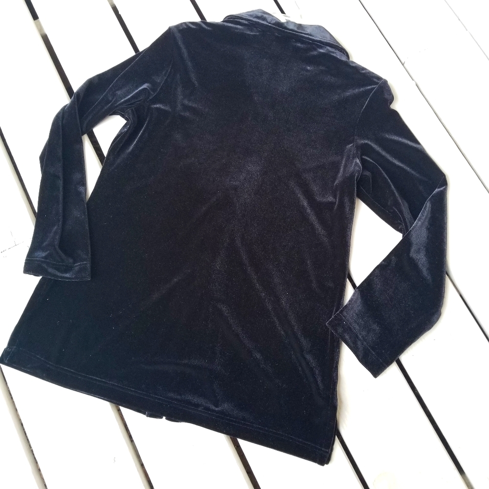 M blk velour feel button up tunic top - Picture 2 of 9